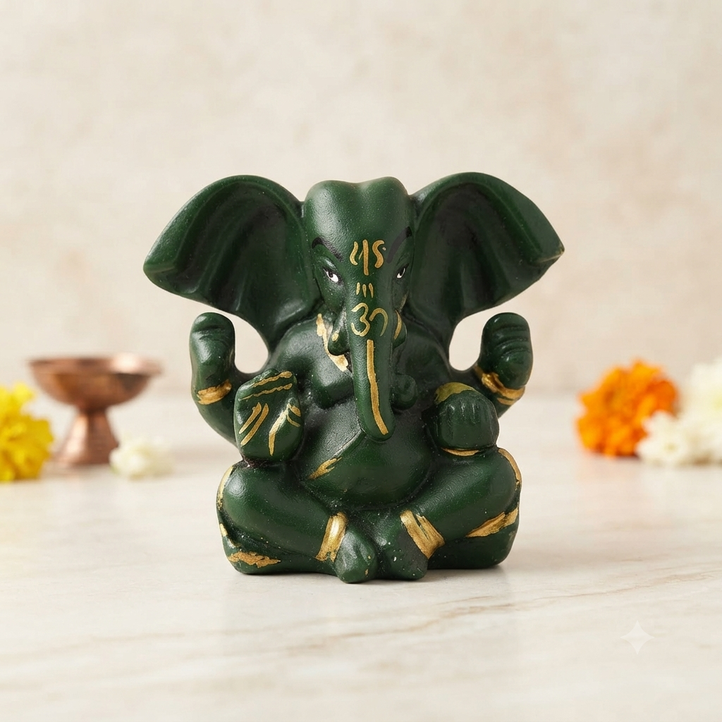 Green Ganesha Idol for Wisdom and Harmony