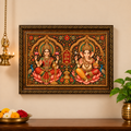 Divine Laxmi Ganesha Traditional Wall Art Framed Painting